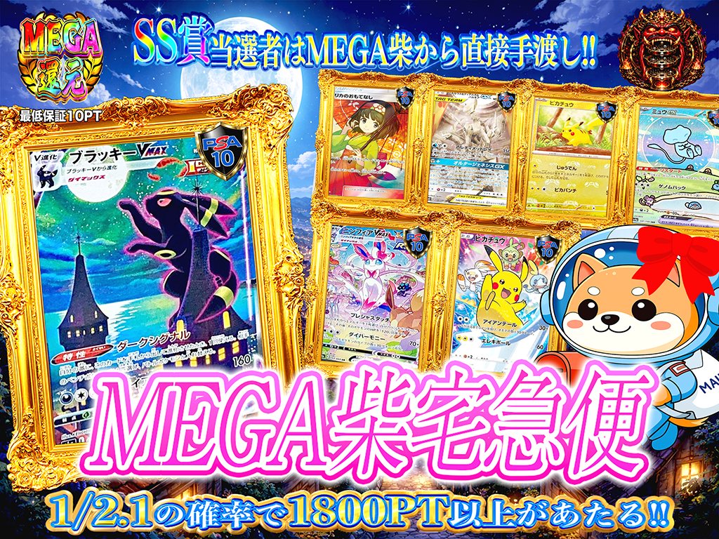 1/2.1の確率で1800PT以上】MEGA柴の宅急便！SS等当選者はMEGA柴から 